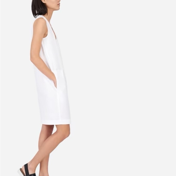 Everlane The Cotton Poplin V-Neck Tank Dress in White Size 6 - Picture 2 of 7
